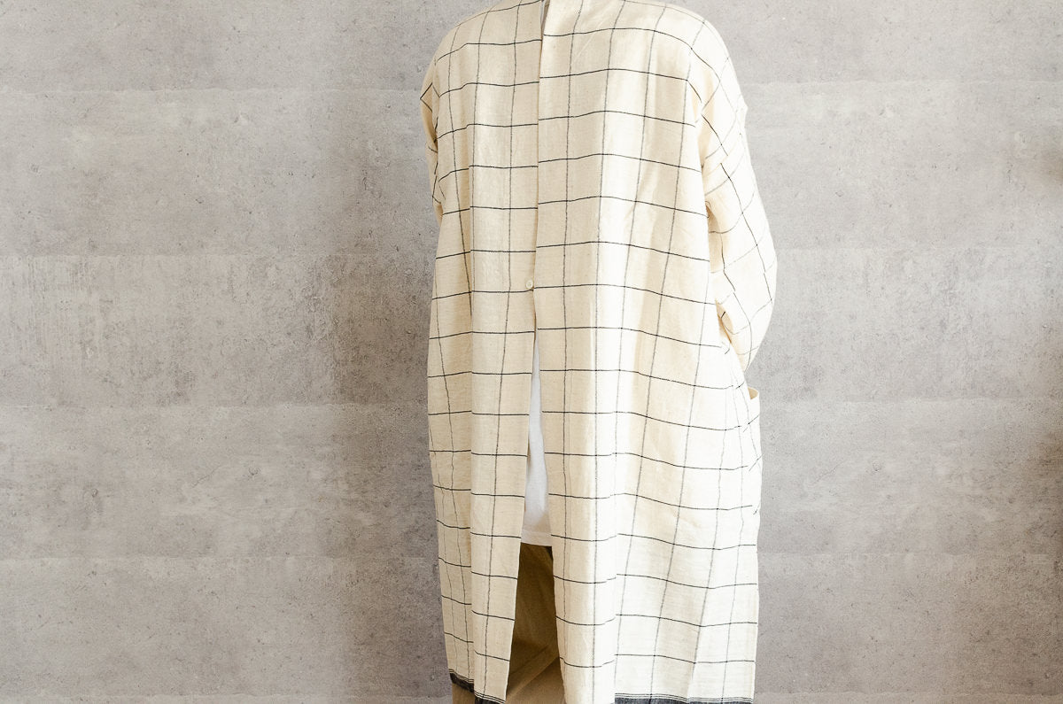 Coverall Apron Tattersall / Khadi cotton / IND 330914-1