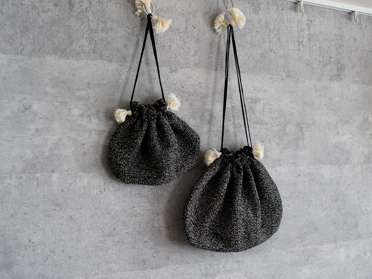 インド/シルク×コットン　Drawstring Bag　Monochrome　S・L　2サイズ