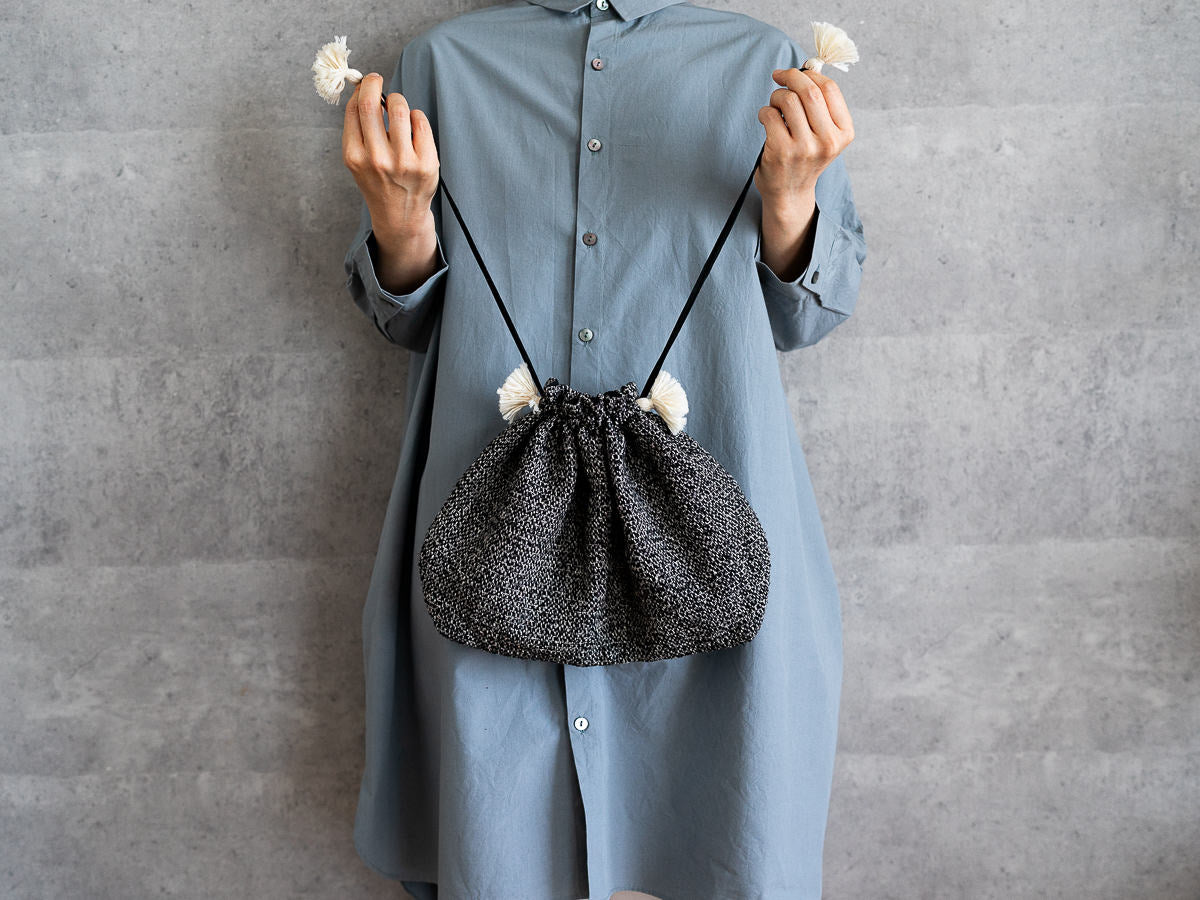インド/シルク×コットン　Drawstring Bag　Monochrome　S・L　2サイズ