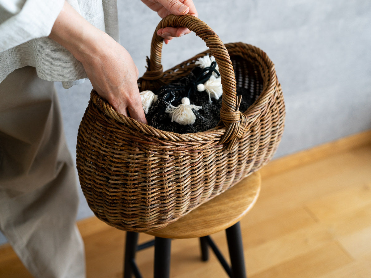 インド/シルク×コットン　Drawstring Bag　Monochrome　S・L　2サイズ