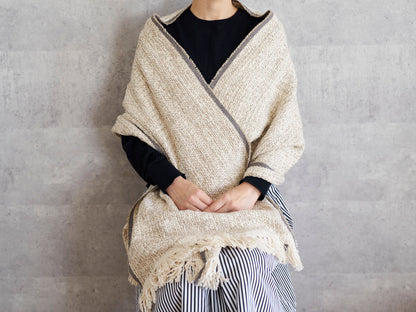 インド/コットン　ガラ紡　ミディアムストール　Regular-Sand　330930-1