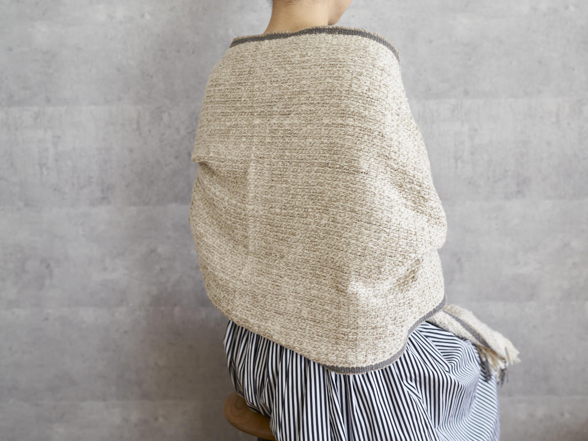 インド/コットン　ガラ紡　ミディアムストール　Regular-Sand　330930-1