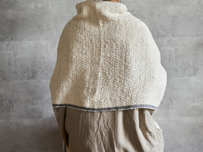 インド/コットン　ガラ紡　ミディアムストール　Herringbone-Ivory　330930-2