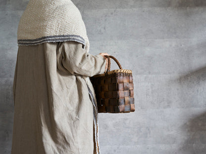 インド/コットン　ガラ紡　ミディアムストール　Herringbone-Ivory　330930-2