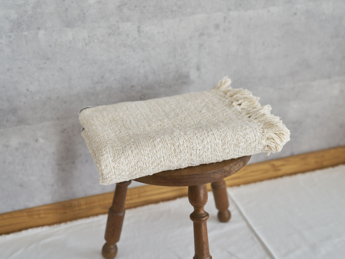 Medium-Stole Gara-bou “Herringbone-Ivory” / Cotton / IND 330930-2