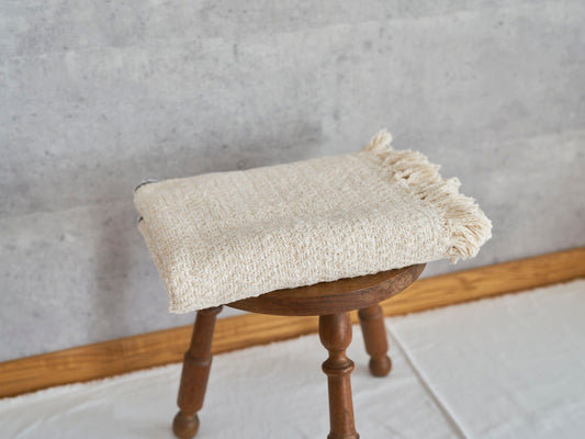 インド/コットン　ガラ紡　ミディアムストール　Herringbone-Ivory　330930-2