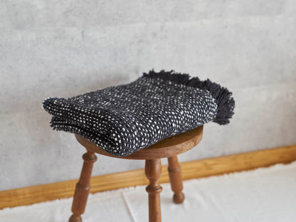 Medium-Stole Gara-bou “Herringbone-Dot Black” / Cotton / IND 330930-3