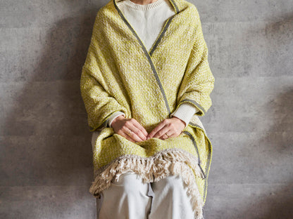 インド/コットン　ガラ紡　ミディアムストール　Double Face-Lime　330930-4