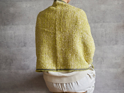 インド/コットン　ガラ紡　ミディアムストール　Double Face-Lime　330930-4