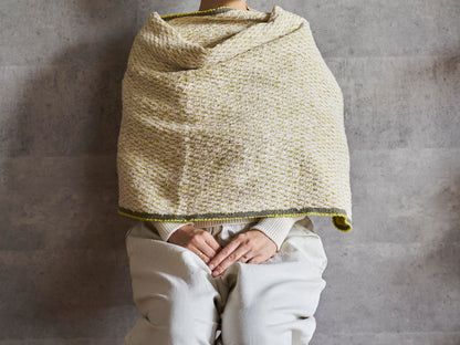 インド/コットン　ガラ紡　ミディアムストール　Double Face-Lime　330930-4