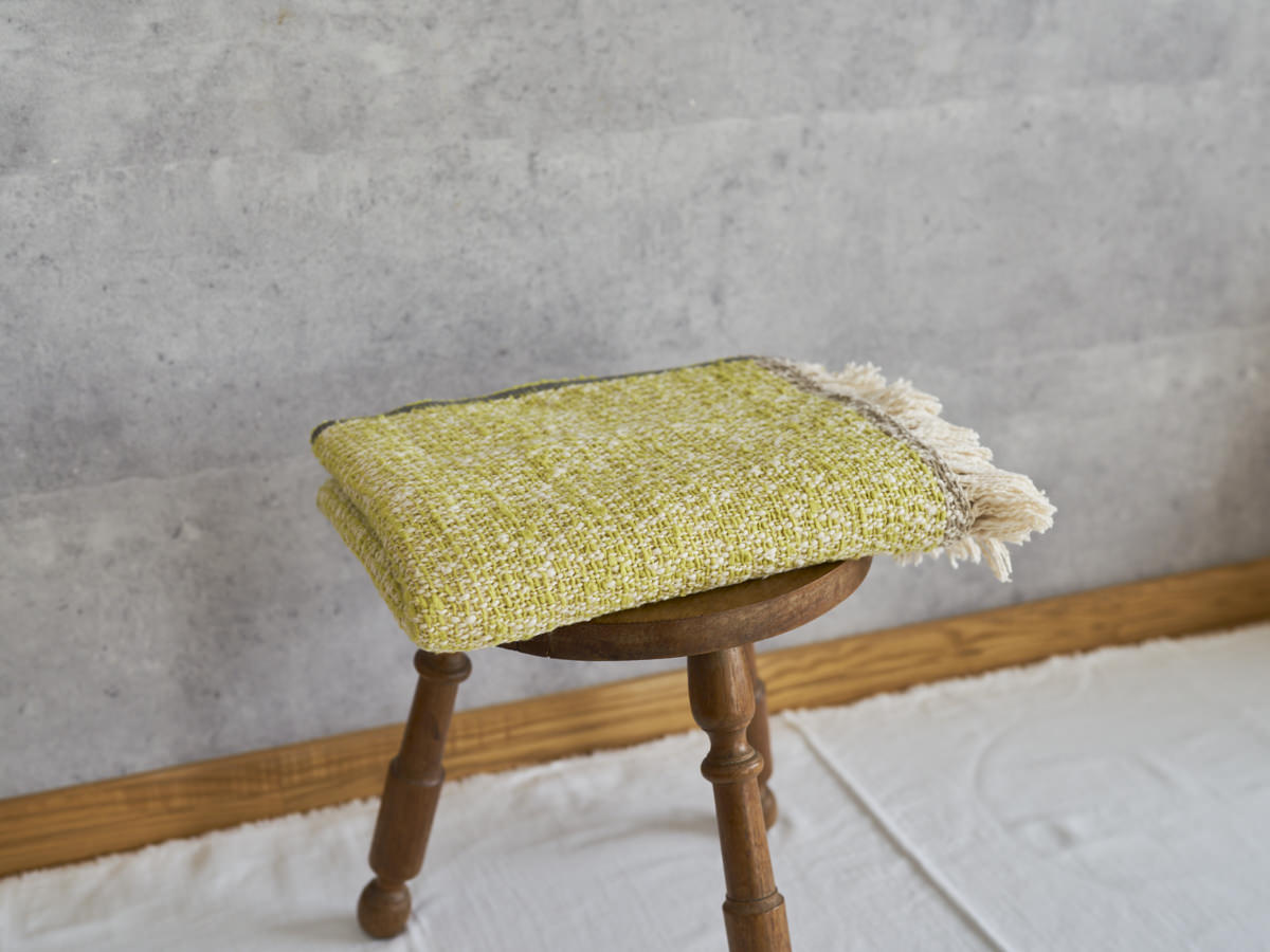 Medium-Stole Gara-bou “Double-Face Lime” / Cotton / IND 330930-4