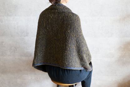 インド/コットン　ガラ紡　ミディアムストール　Double Face-Charcoal Olive　330930-5