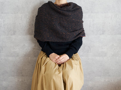 インド/コットン　ガラ紡　ミディアムストール　Double Face-Charcoal Brown　330930-6