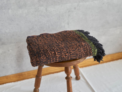 インド/コットン　ガラ紡　ミディアムストール　Double Face-Charcoal Brown　330930-6