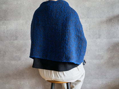 インド/コットン　ガラ紡　ミディアムストール　Double Face-Charcoal Blue　330930-7