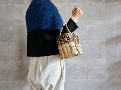 インド/コットン　ガラ紡　ミディアムストール　Double Face-Charcoal Blue　330930-7