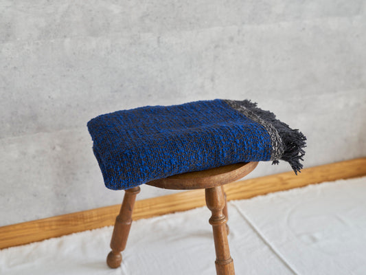 インド/コットン　ガラ紡　ミディアムストール　Double Face-Charcoal Blue　330930-7