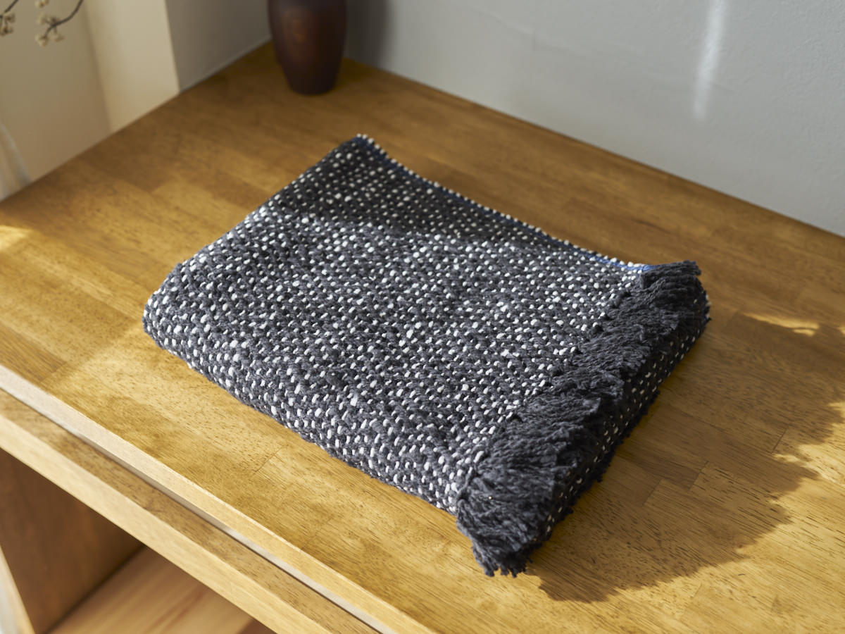 Medium-Stole Gara-bou “Herringbone-Dot Black” / Cotton / IND 330930-3