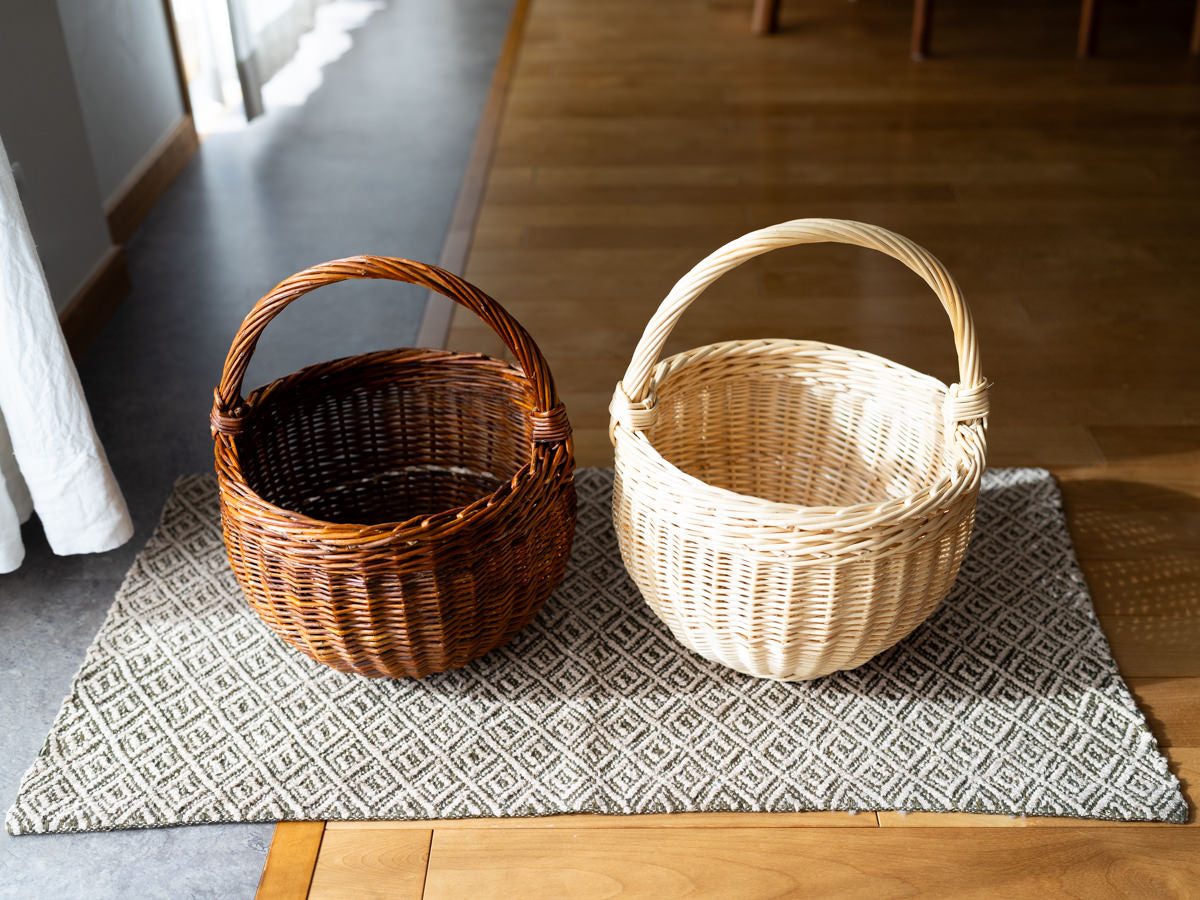 Round Basket Natural & White / Willow / BEL 440308