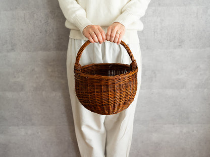 Round Basket Natural & White / Willow / BEL 440308