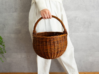 Round Basket Natural & White / Willow / BEL 440308