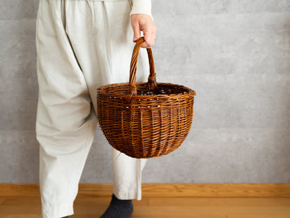 Round Basket Natural & White / Willow / BEL 440308