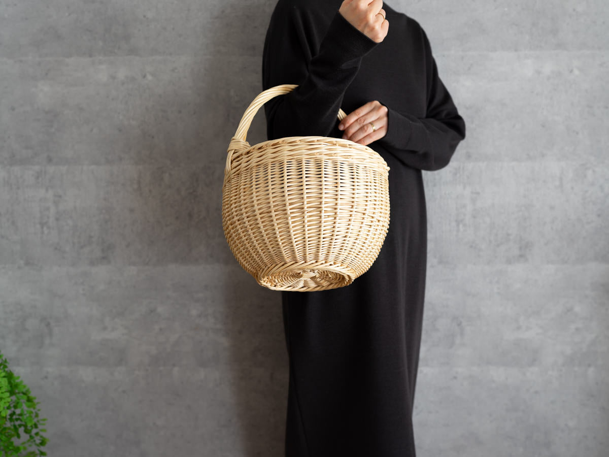 Round Basket Natural & White / Willow / BEL 440308