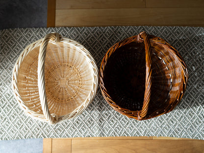 Round Basket Natural & White / Willow / BEL 440308