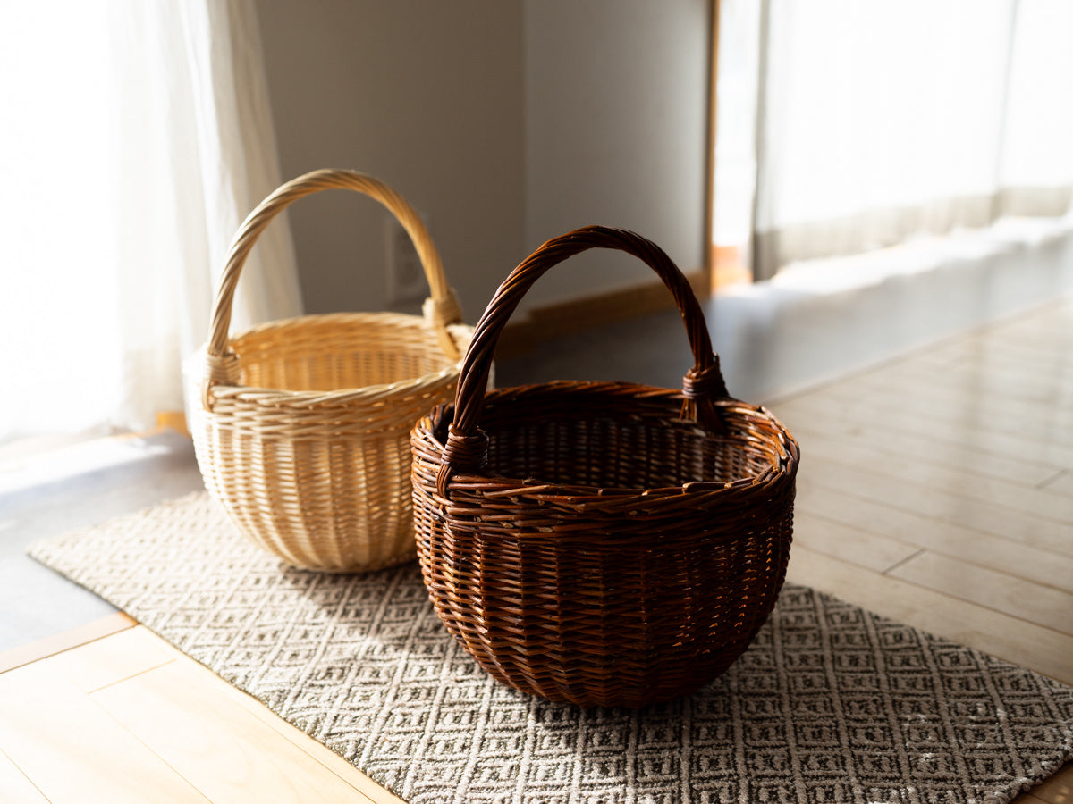 Round Basket Natural & White / Willow / BEL 440308