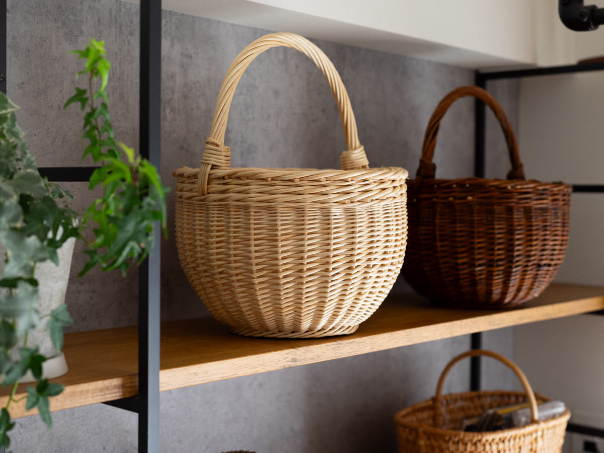 Round Basket Natural & White / Willow / BEL 440308