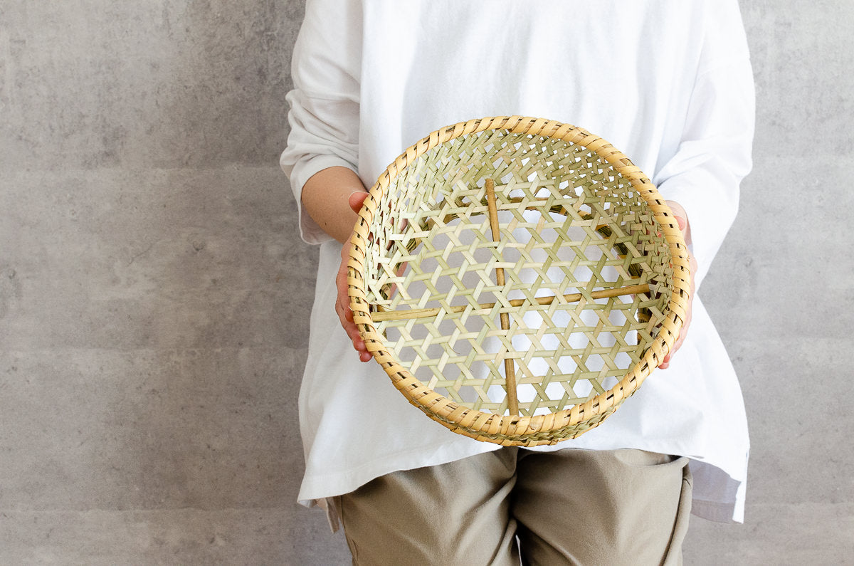 長野戸隠　根曲竹　茶碗かご（特大） 長野 根曲竹 茶碗かご (大)