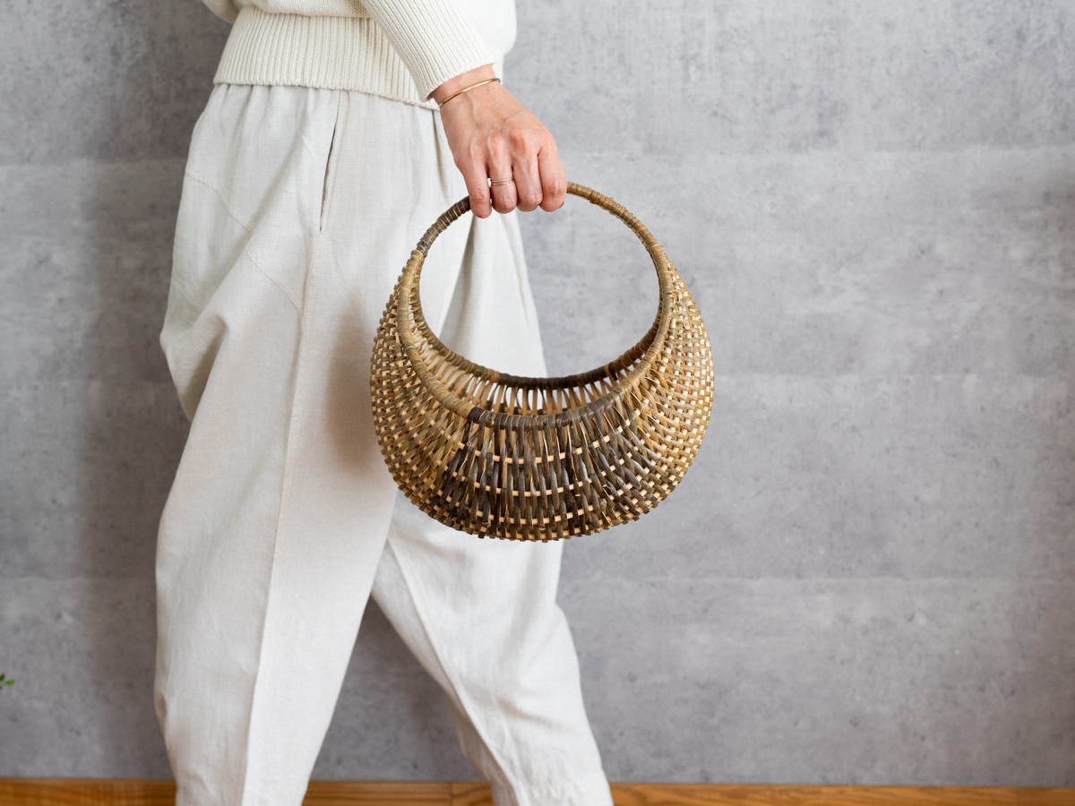 ［専用jaguar1128様］WOVEN BASKET BAG 新品未使用 ALVAR Natural Woven Basket with Metal Frame for Multi-Purpose Storage