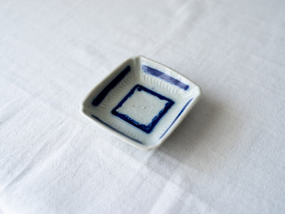古物/四角豆皿　青（絵柄お任せ）　750436-1