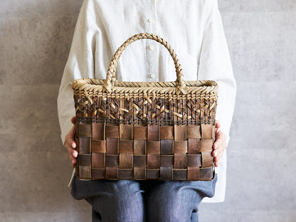 岩手県/くるみ　手提　裏皮市松　縁手表皮　アッパーモザイク　1510751