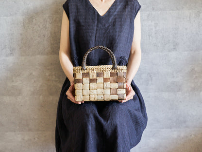 岩手県/くるみ　手提　表皮市松　裏皮チェック　ミニ　1510755　