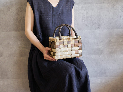 岩手県/くるみ　手提　表皮市松　裏皮チェック　ミニ　1510755　