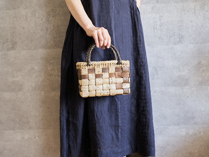 岩手県/くるみ　手提　表皮市松　裏皮チェック　ミニ　1510755　