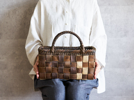 岩手県/くるみ　手提　裏皮市松　表皮ツーライン　1510754