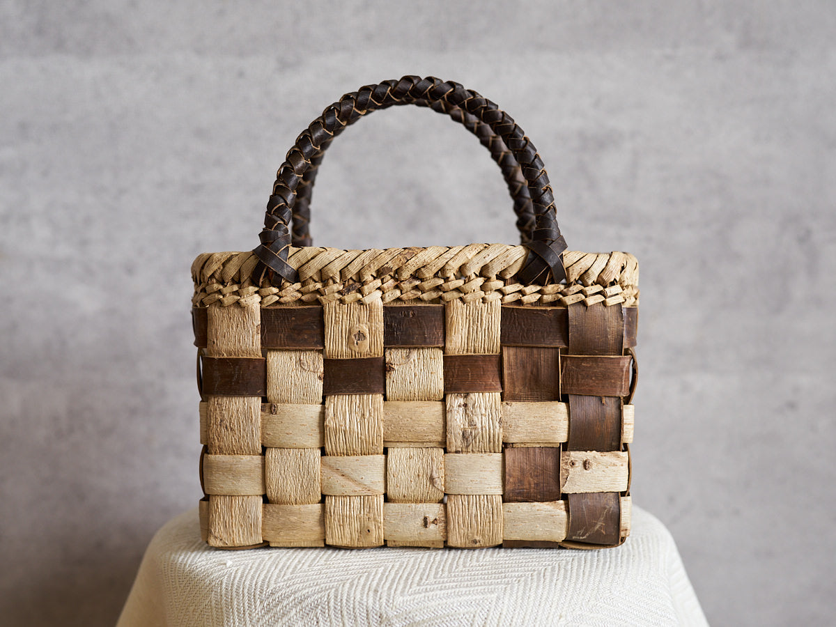 岩手県/くるみ　手提　表皮市松　裏皮チェック　ミニ　1510755　