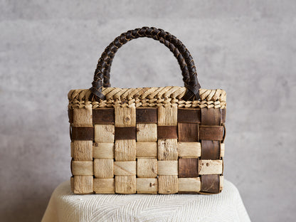 岩手県/くるみ　手提　表皮市松　裏皮チェック　ミニ　1510755　