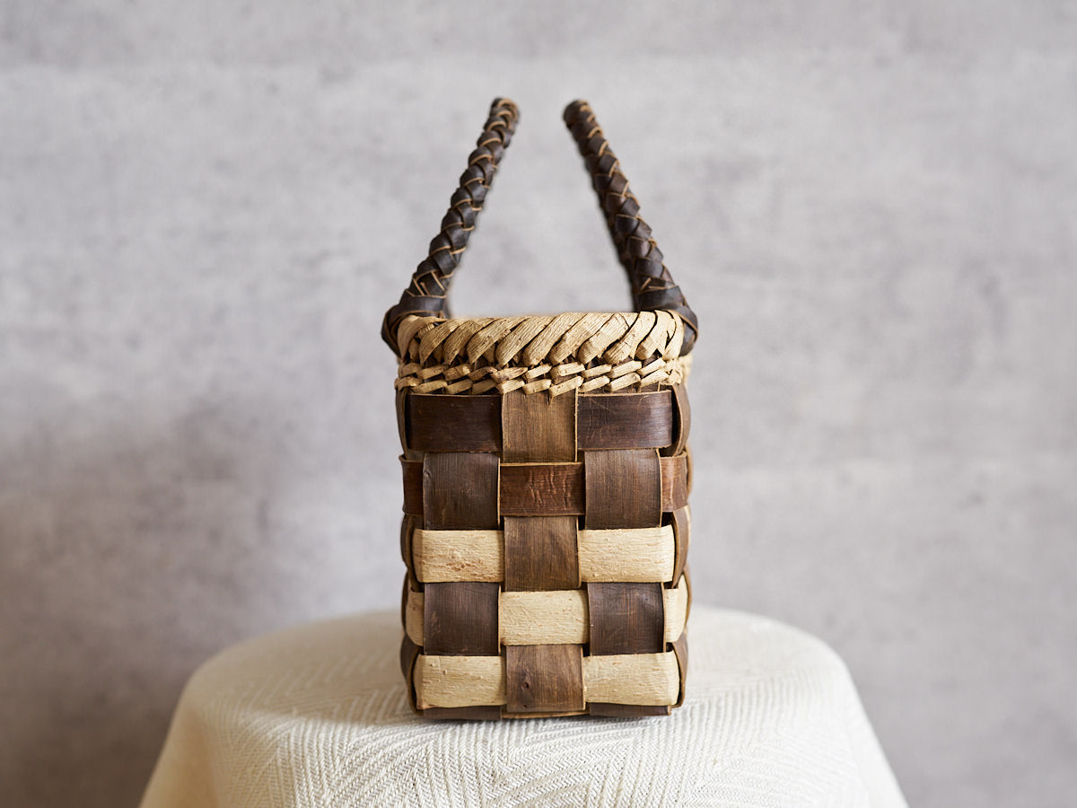 岩手県/くるみ　手提　表皮市松　裏皮チェック　ミニ　1510755　