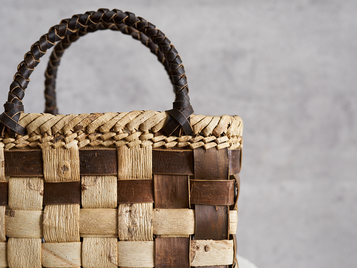 岩手県/くるみ　手提　表皮市松　裏皮チェック　ミニ　1510755　