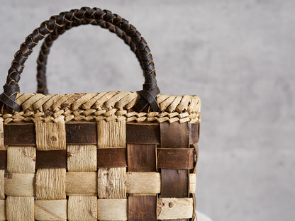 岩手県/くるみ　手提　表皮市松　裏皮チェック　ミニ　1510755　