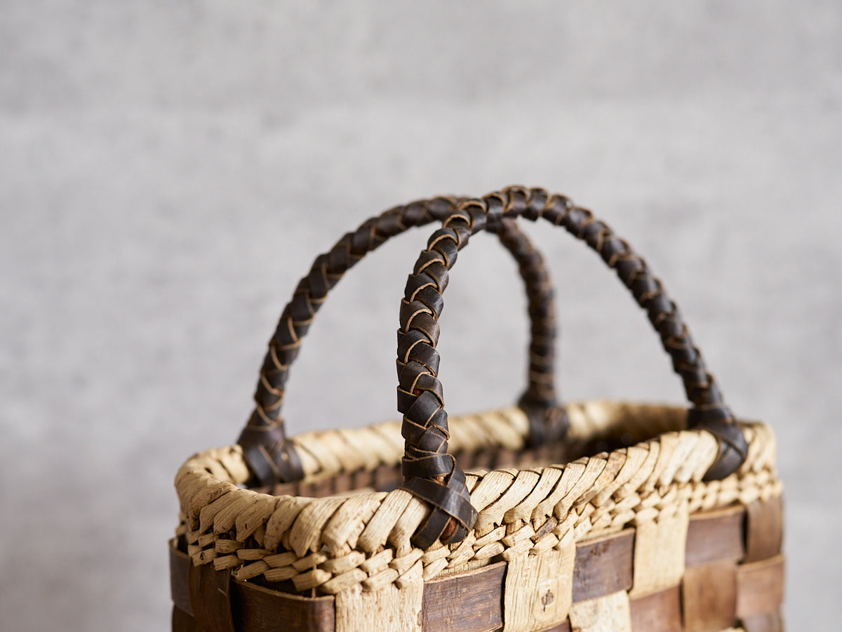 岩手県/くるみ　手提　表皮市松　裏皮チェック　ミニ　1510755　