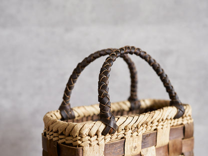 岩手県/くるみ　手提　表皮市松　裏皮チェック　ミニ　1510755　