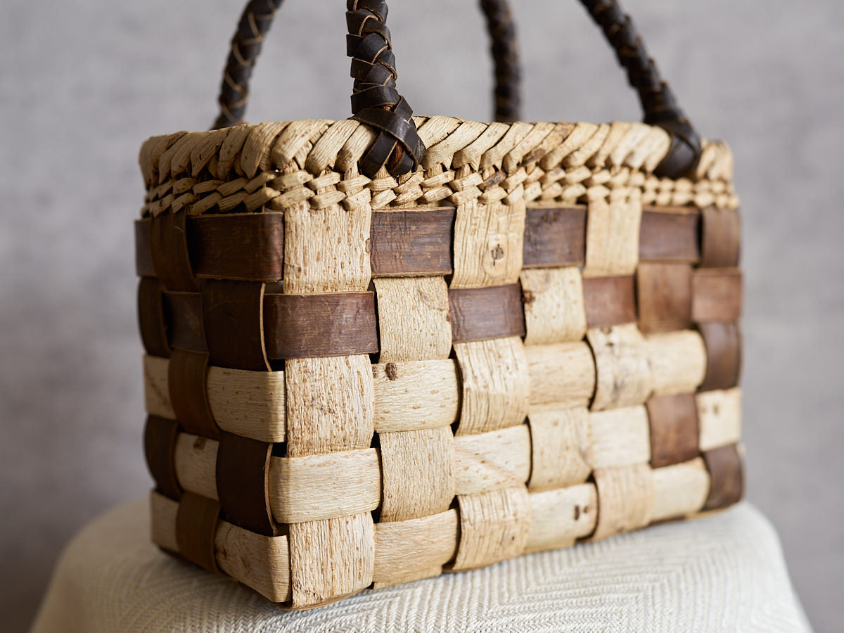 岩手県/くるみ　手提　表皮市松　裏皮チェック　ミニ　1510755　