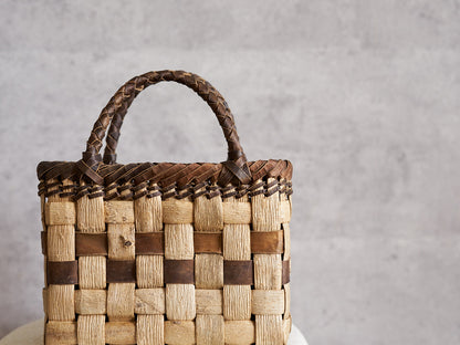 1510753　岩手県/くるみ　手提　tiny　表皮市松　裏皮ライン