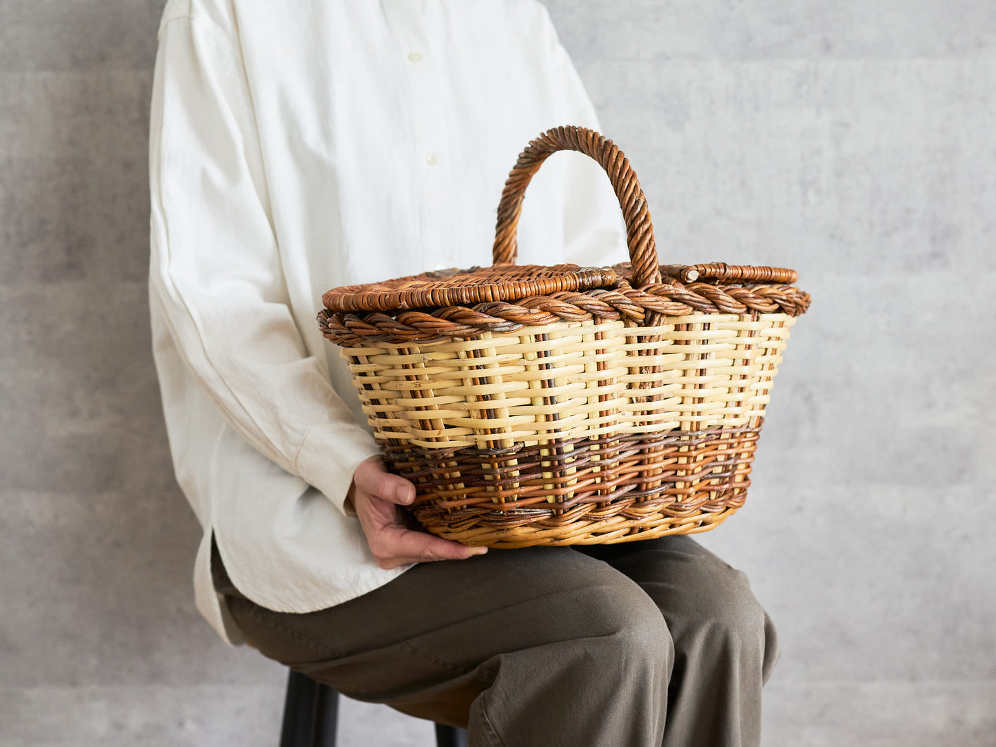 Picnic Basket with Lid / Willow × Caña / ESP 610602-1