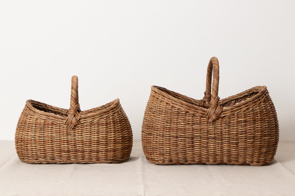 One handle basket -Wing- S, L / Brown Akebi vine / Nagano-JPN 311210
