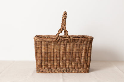 Large trapezoid basket / Brown Akebi vine / Nagano-JPN 311207-1